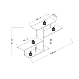 Sitil Raft de perete 122x20x64 alb Stejar