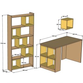 Set mobilier box Office alb albastru