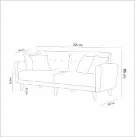 Aria - Canapea 3 Pers Crem 205x80x85 Crem