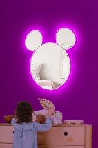 Oglinda Mickey Silver cu iluminare LED 53x50 Roz