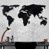 World Map Silhouette XL - Negru Decor metalic de perete 170x85 Negru