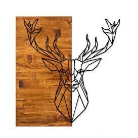 Deer1 Decor de perete din lemn 56x58 Nuc-Negru