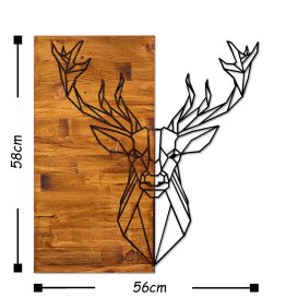 Deer1 Decor de perete din lemn 56x58 Nuc-Negru