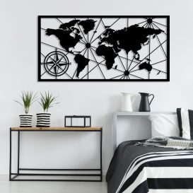 World Map Large 2 Decor metalic de perete 120x60 Negru