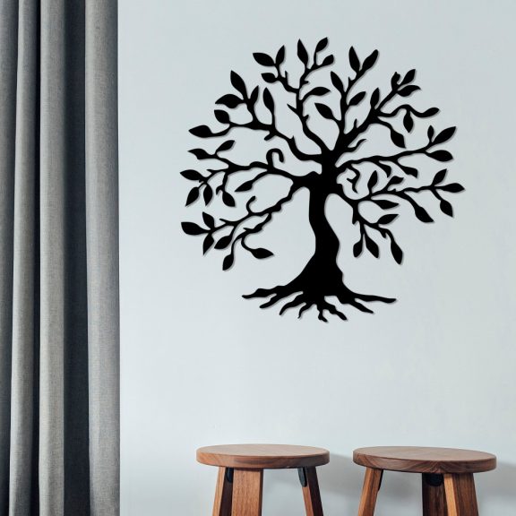 Tree 3 Decor metalic de perete 60x60 Negru