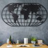 World Map Globe Led - Negru Decor metalic de perete 120x60 Negru