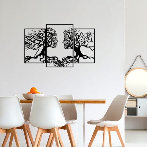 Decor metalic de perete Love Tree 116x71 Negru