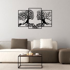 Decor metalic de perete Love Tree 116x71 Negru