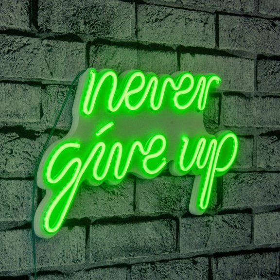 Never Give Up - Verde Iluminare decorativă LED din plastic 40x2x23 Verde