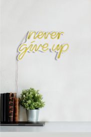 Never Give Up - Galben Iluminat LED din plastic decorativ 40x2x23 Galben