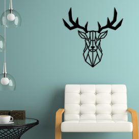 Deer2 Metal Decor Decor metalic de perete 51x51 Negru