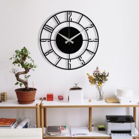 Enzoclock - S011 Ceas de perete metalic decorativ 48x48 Negru