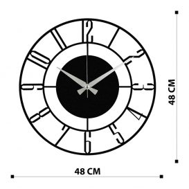 Enzoclock - S011 Ceas de perete metalic decorativ 48x48 Negru