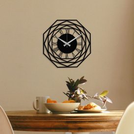 Enzoclock - S012 Ceas de perete metalic decorativ 48x48 Negru