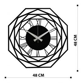 Enzoclock - S012 Ceas de perete metalic decorativ 48x48 Negru