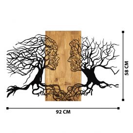 Tutku Decor de perete din lemn 92x58 Negru-Nuc