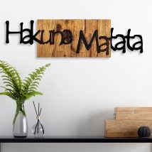 Hakuna Matata 4 Decor de perete din lemn 108x3x30 Negru-Nuc