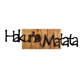 Hakuna Matata 4 Decor de perete din lemn 108x3x30 Negru-Nuc