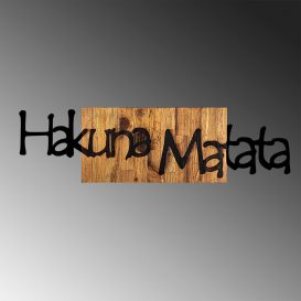 Hakuna Matata 4 Decor de perete din lemn 108x3x30 Negru-Nuc