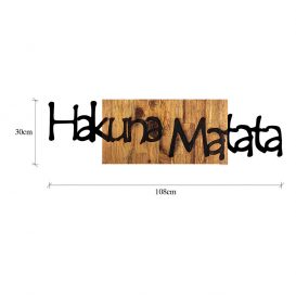 Hakuna Matata 4 Decor de perete din lemn 108x3x30 Negru-Nuc