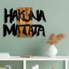 Hakuna Matata 5 Decor de perete din lemn 77x3x58 negru-Walnut