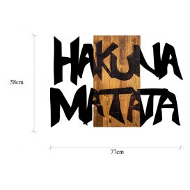 Hakuna Matata 5 Decor de perete din lemn 77x3x58 negru-Walnut