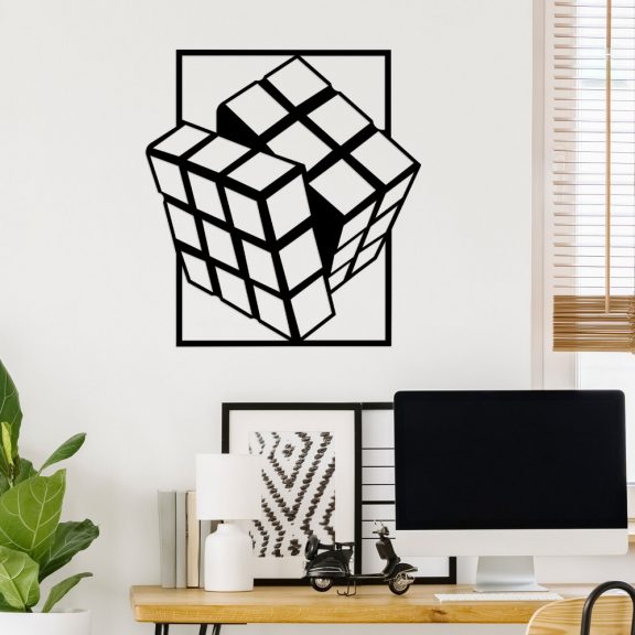 Cubul Rubik Decor metalic de perete 64x69 Negru