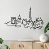 Paris Decor de perete metalic 120x2x69 Negru