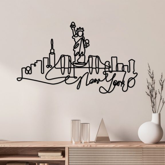 Newyork Decor de perete metalic 120x2x67 Negru