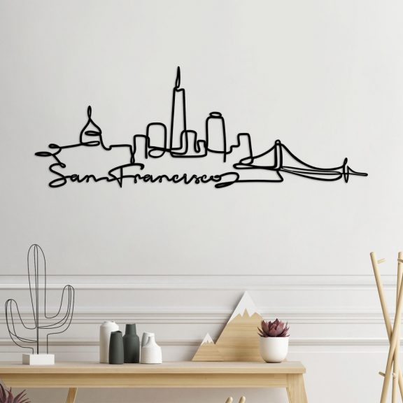 San Francisco Decor metalic de perete 120x2x43 Negru