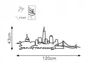 San Francisco Decor metalic de perete 120x2x43 Negru