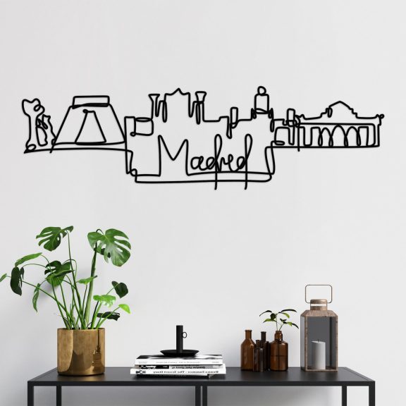 Madrid Decor de perete metalic 120x2x34 Negru