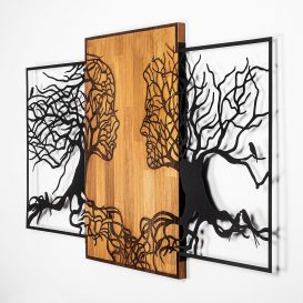 Tree Love - 312 Decor de perete din lemn 125x3x79 Negru-Nuc