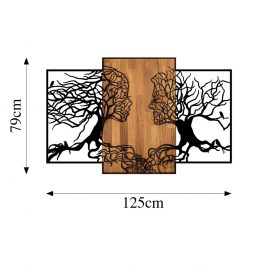 Tree Love - 312 Decor de perete din lemn 125x3x79 Negru-Nuc