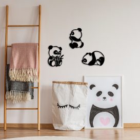 Pandas - 298 Decor metalic de perete Negru