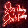 Stop Thinking Start Drinking - Roșu Iluminare LED decorativă din plastic 78x2x34 Roșu