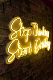 Stop Thinking Start Drinking - Galben Iluminat decorativ din plastic LED 78x2x34 Galben