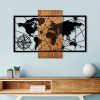 World Map 3-M Decor de perete din lemn 84x57 Nuc-Negru