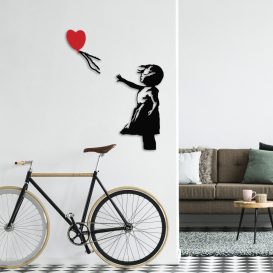 Banksy - 13 Decor metalic de perete 85x108 Negru-Roșu