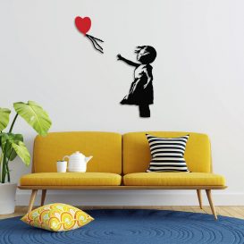 Banksy - 13 Decor metalic de perete 85x108 Negru-Roșu