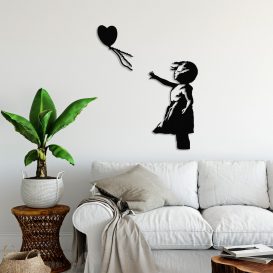 Banksy - 14 Decor metalic de perete 85x108 Negru