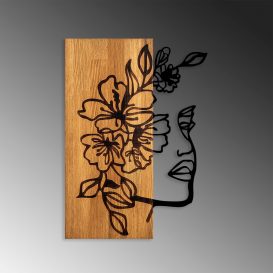 Woman Floral Face - 372 Decor de perete din lemn 41x58 Nuc-Negru