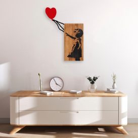 Banksy - 15 Decoratiuni de perete din lemn 60x83 Nuc-Negru