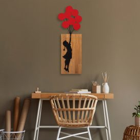 Banksy - 17 Decor de perete din lemn 62x70 Nuc-Negru