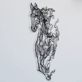 Metal Horse Line Art - APT724 Decor metalic de perete 41x66 Negru