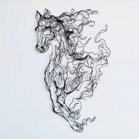 Metal Horse Line Art - APT724 v2 Decor metalic de perete 99x62 Negru