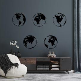 World Map 2 Decor metalic de perete 50x50 Negru