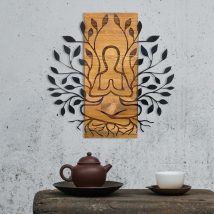 Meditație Decor de perete din lemn 58x58 Negru-Nuc