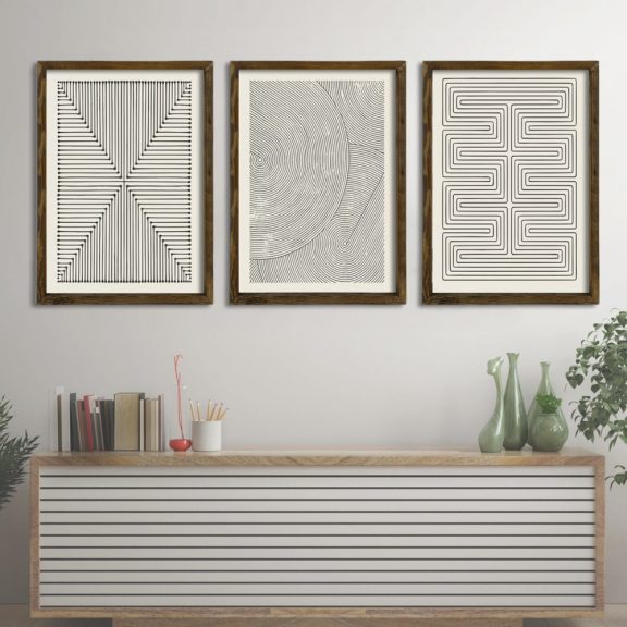 EMN026 Pictură decorativă MDF înrămată (3 bucăți) 50x70 Multicolor