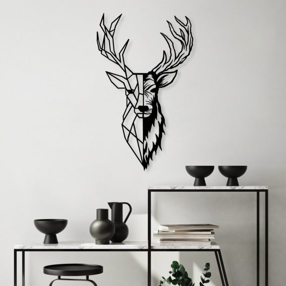 Red Deer 2 Decor metalic de perete 42x70 Negru